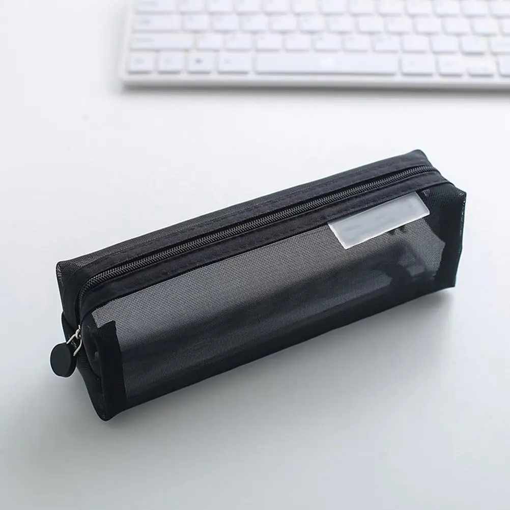 Pencil Case Bag Mesh Holder Students Stationery Transparent Lightweight Portable Pen Container Storage School