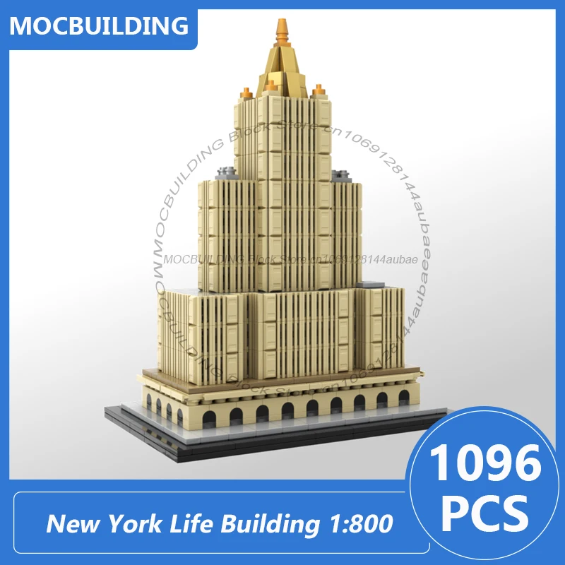Construction de la vie de New York, échelle 1:800, modèle d'exposition d'architecture, blocs de construction Moc, bricolage, briques à assembler, jouets de noël, cadeaux, 1096 pièces