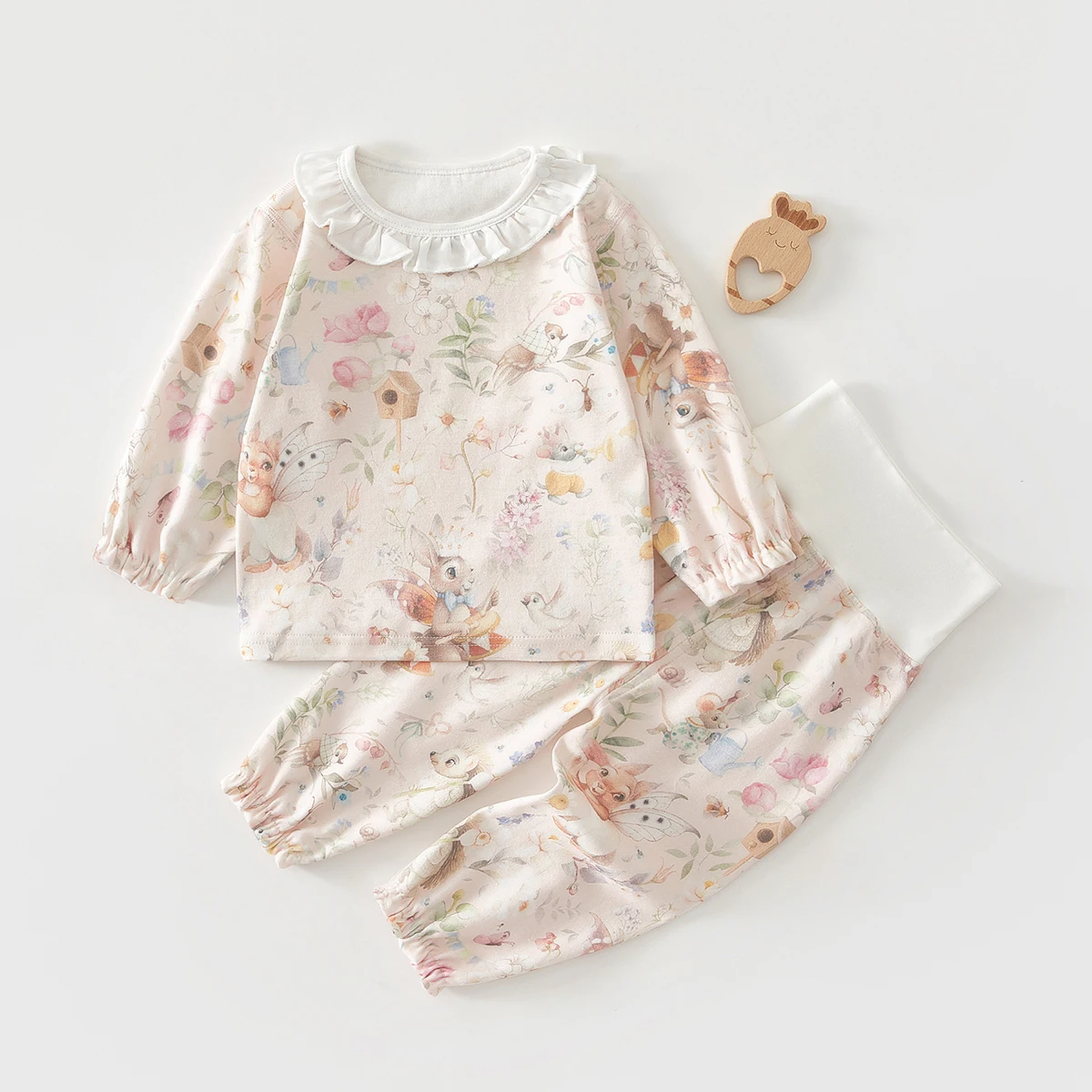 Baby Sleepwear Spring and Summer Long-Sleeve Set Home Wear Separate Children's Underwear Air Conditioning Clothing Thin Style for Girls Pure Cotton