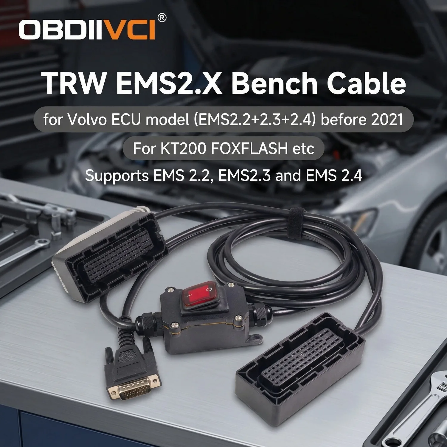 For Volvo OEM TRW EMS2. X Bench Cable for KT200 KT200II Supports EMS 2.2, EMS2.3 and EMS 2.4 FOXFLASH and ECU Connect Cable