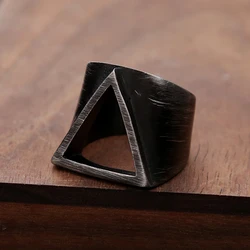 Fashion Retro Simple Triangle Ring for Men Women Punk Stainless Steel Hollow Triangle Rings Amulet Jewelry Gifts Dropshipping