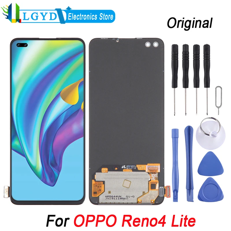 For OPPO Reno4 Lite Original LCD Screen Super AMOLED Material Display with Digitizer Full Assembly Replacement Part