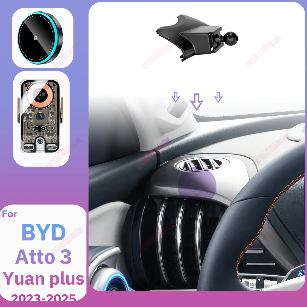 Para BYD Atto 3 2023-2025 Yuan Plus: Carregador Magnético Sem Fio para Carro, Suporte de Celular para Saída de Ar com Carregamento Rápido