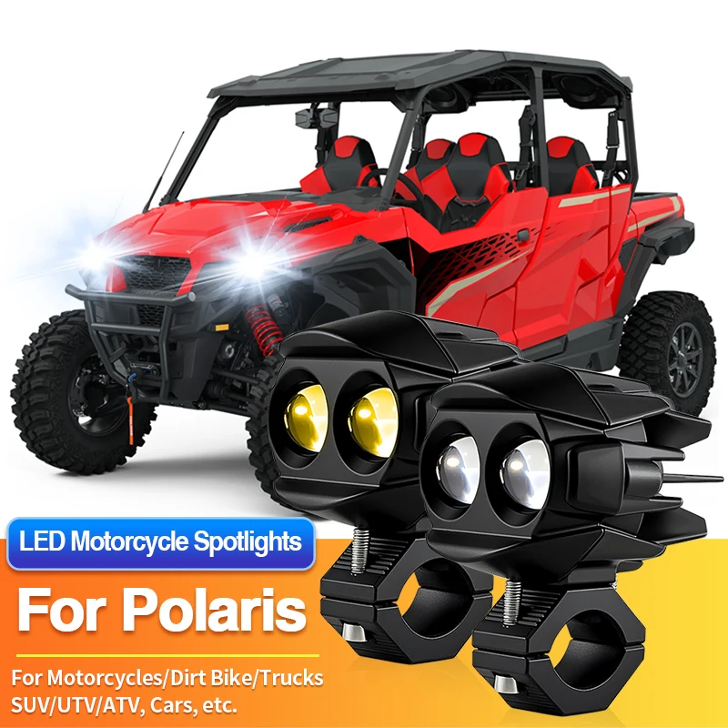 1 Set LED Motorcycles Headlight 2-Color Fog Light Spotlight Off Road for Polaris Outlaw 70 110/PRO RMK/Phoenix 200/Pro XD/RMK