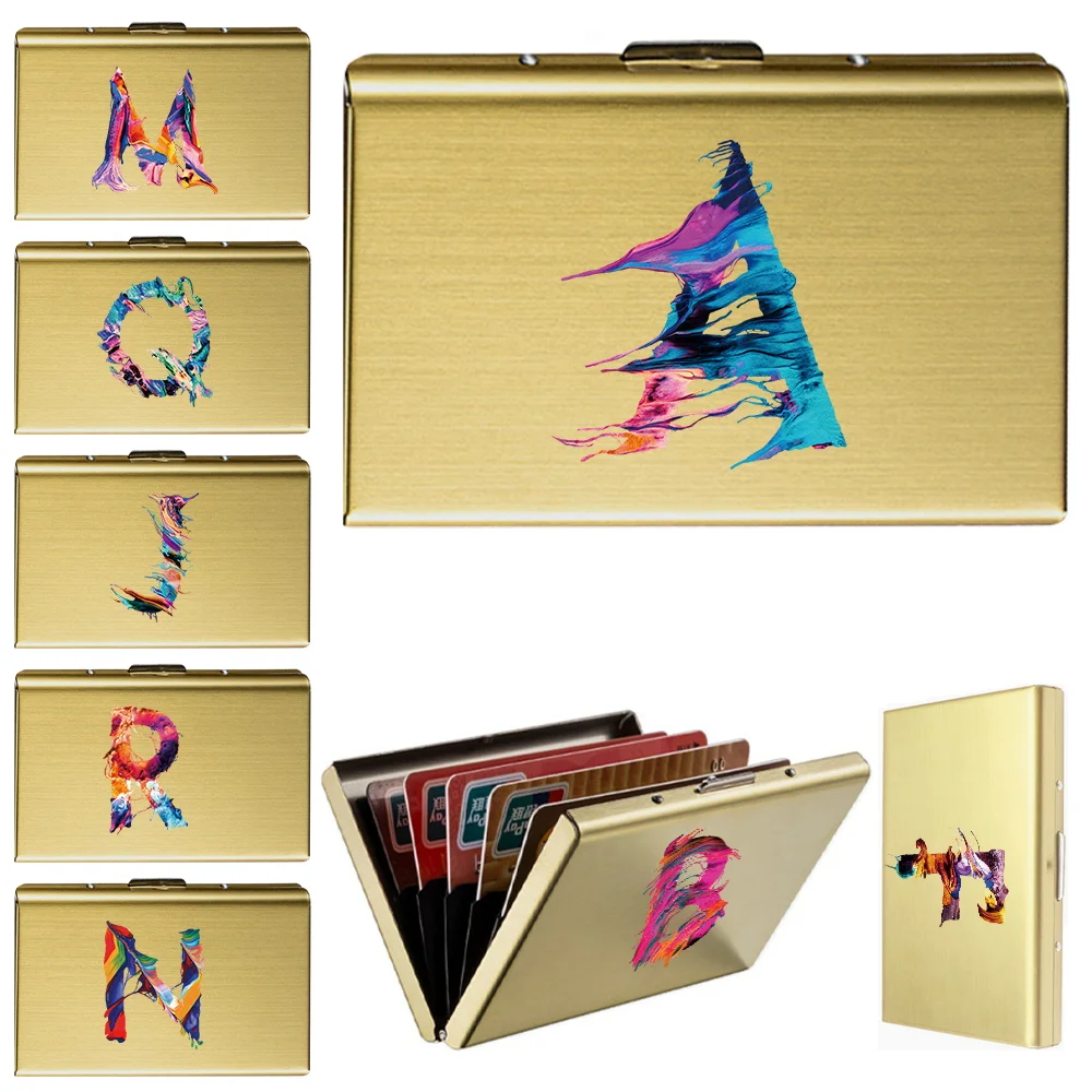 New Simplicity Men's Metal Cards Case Protective Cover Paint Pattern Series Anti Theft Swipe Card Slot Metal Storage Boxs