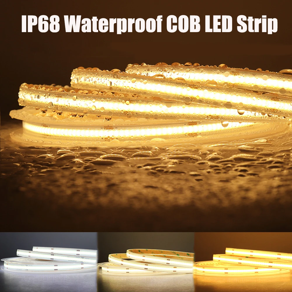 LED Strip Light IP68 Waterproof COB Led strip 12V 24V Fita LED Tira Lights Strip for Sauna Room Outdoor Lighting COB LED Strip