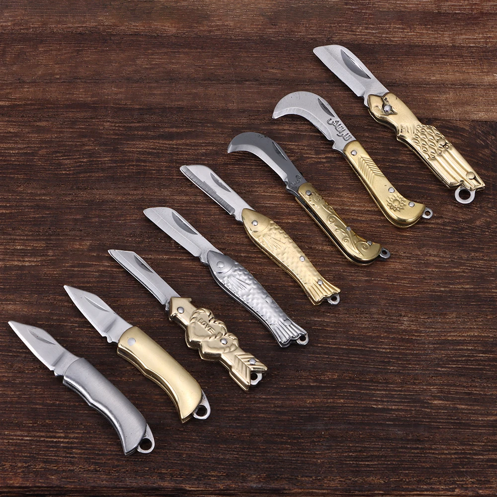 Folding Mini Knife Keychain Multifunctional Sharp Knife Stainless Self Defense Tool Portable Steel Express Unboxing Skin-Peeler