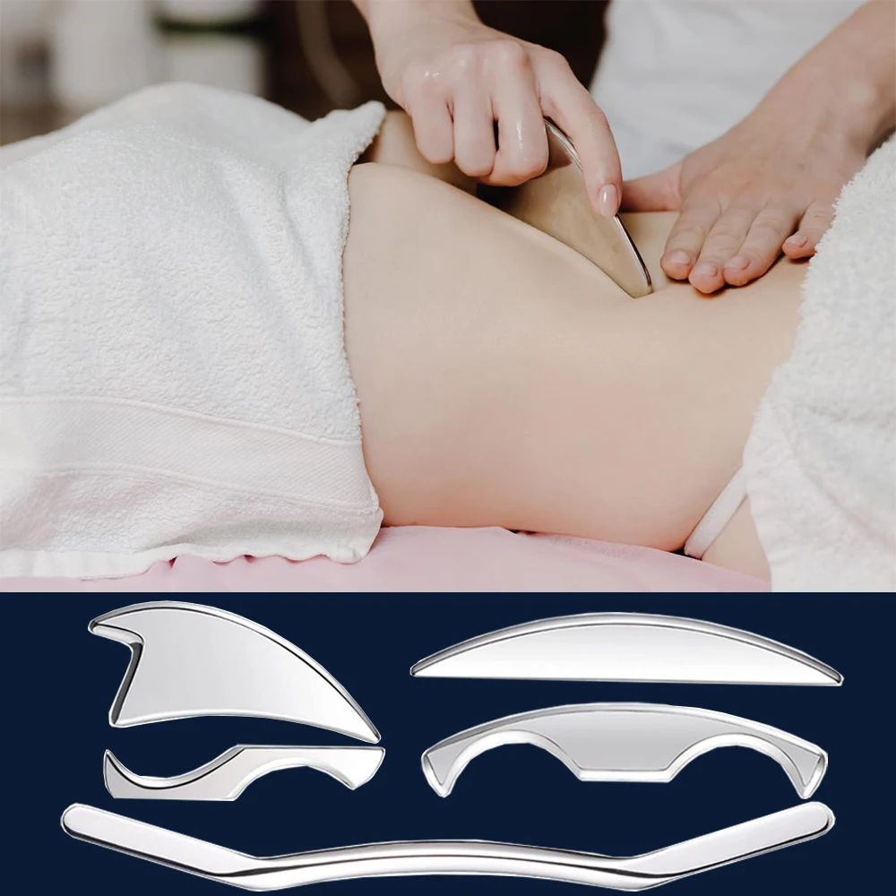 

5Pcs Professional Stainless Steel Gua Sha Tools Deep Tissue Release Therapy IASTM Scraping Board Myofascial Massagers