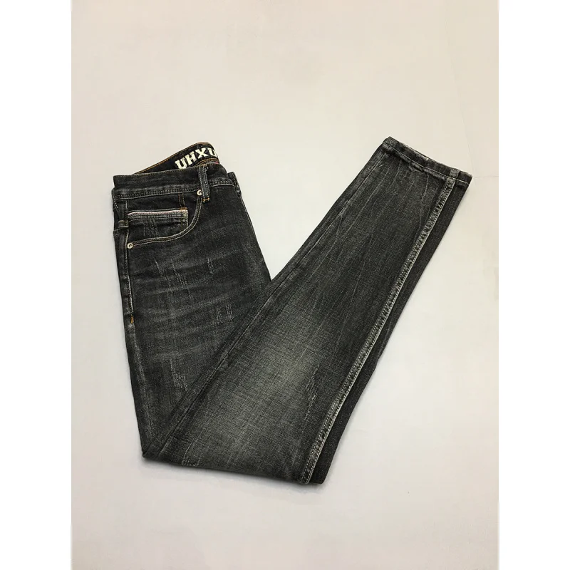 ブラックグレージーンズ メンズ 秋冬 メンズ服 トレンドブランド スクープ＆スリムフィット スモールストレート レトロ ロングパンツ