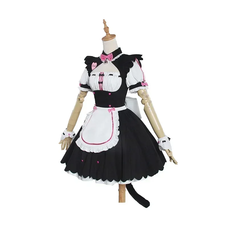 Vanille NEKOPARA Cosplay Vanille Chocolate Maid Kleid Kostüm OVA Maid Uniform Katze Neko Girl Kostüm Komplettset für Frauen