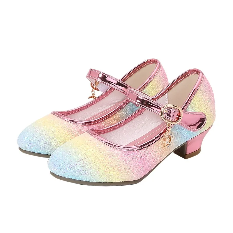 Girls Princess Shoe 2026 Four Seasons New French Children's High Heels Fashion Light Luxury Girl Anti slip Formal Bean Shoes