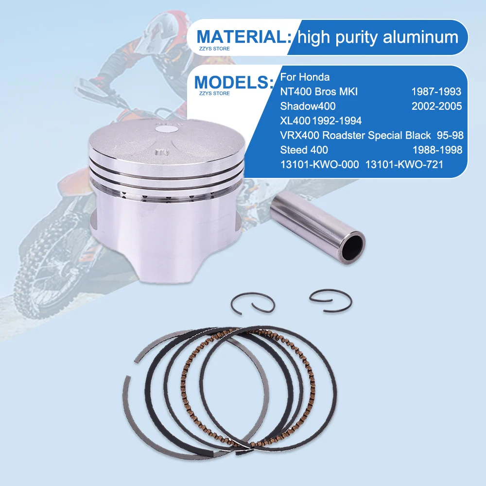 64mm 64.25mm 64.5mm STD +25 +50 +0.25 +0.5 Motorcycle Engine Piston Rings Kit For Honda NT400 Bros MKI 1987-1993 NT 400 Bros400