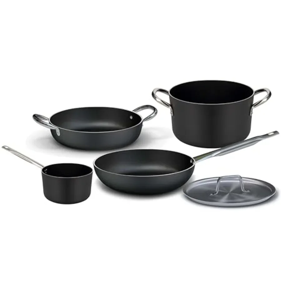 

Набор посуды с антипригарным покрытием серии 2100, 5 предметов для домашней кухни, приготовления пищи, антипригарная поверхность премиум-класса для легкого выпуска еды и быстрого приготовления