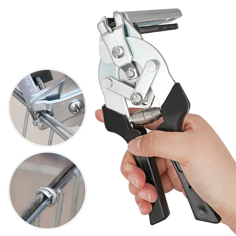Animal Cage Hog Ring Pliers Blcak Fastening Clamp and 600Pcs M Clips Installation Kit Chicken Rabbit Mink Fox Bird Dog Cage