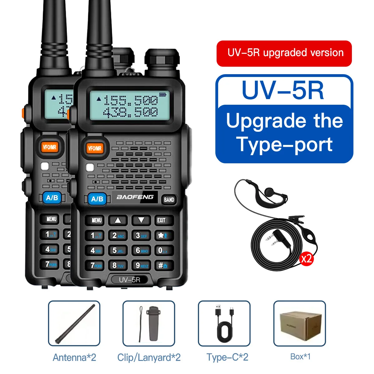 1 PC/2 PCS baofeng uv 5r USB Lange Afstand Ham Amateur Met FM Radio Lange Afstand Draagbare twee Manier Radio Baofeng CB Radio walkie talkie
