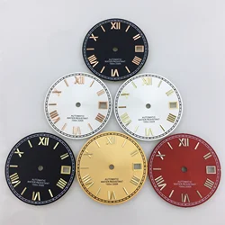 29mm Black white Red Gold Dial Rome Index Fit NH35 NH36 Movements Fit 3 clock 3.8 Clock Crown