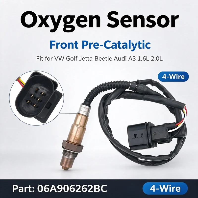 06A906262BC 5-Wire Wideband Oxygen Sensor Upstream Pre-Catalytic Fit for VW Passat Bora Golf Audi A4 A6 1.8T Replacement