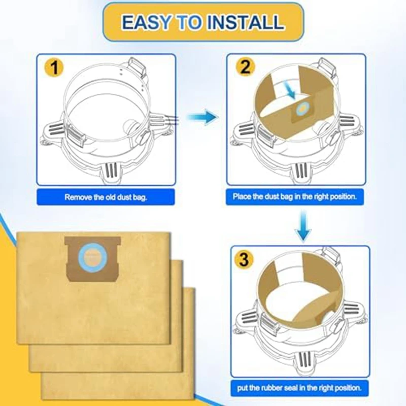 DXVA19-4102 Vacuum Bag Parts For Dewalt 12-16 Gallon Wet/Dry Vacuum, Disposable Dust Filter Bag, DXV12P DXV14P DXV16P DXV16PA