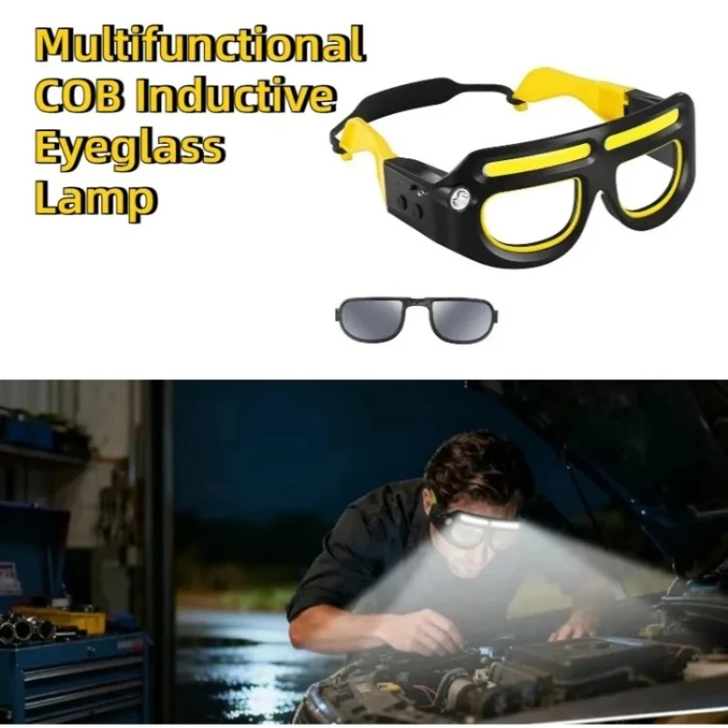 

Rechargeable LED Headlamp Safety Glasses Motion Sensor Detachable Work Light for Car Maintenance Outdoor Repair