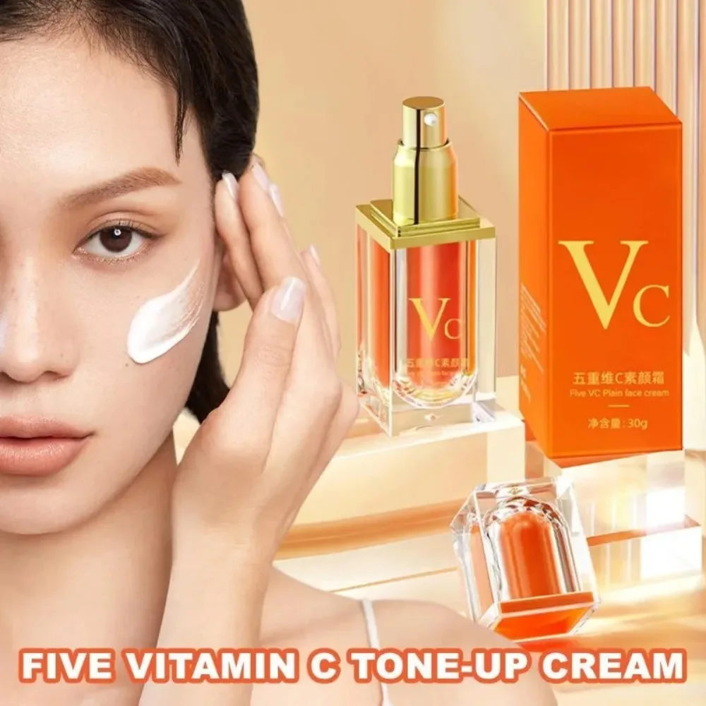 Five Vitamin C Tone-Up Isolate Cream Deep Hydration Moisturizing Waterlight Brighten Tighten Face Skin Care