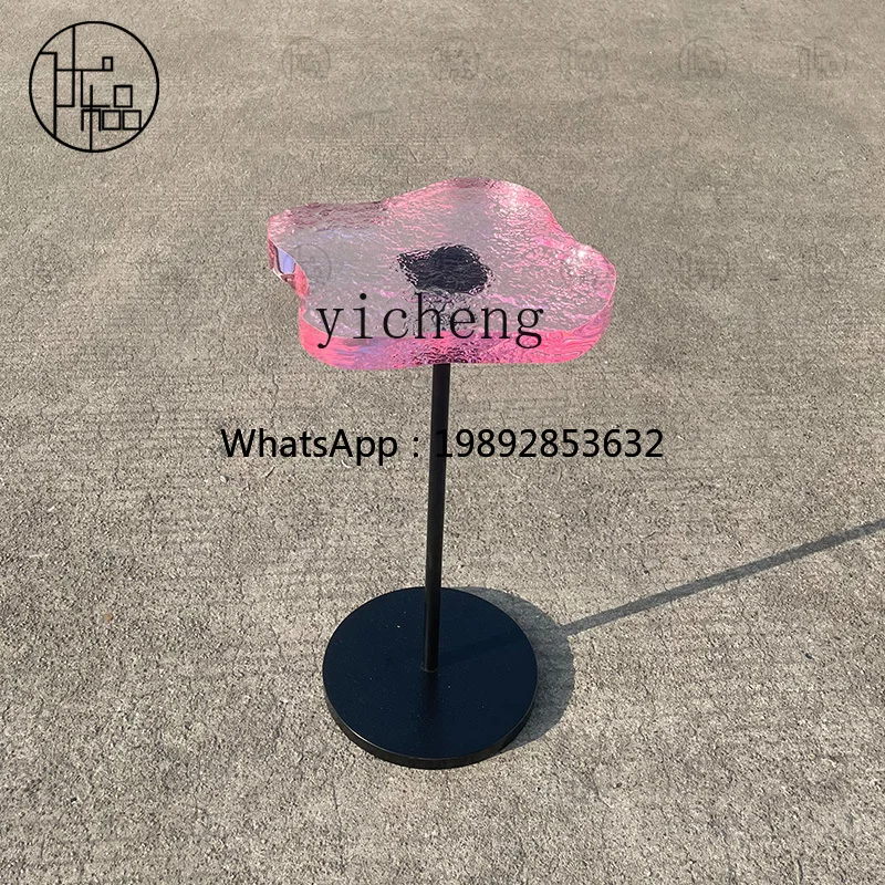 DD acrylic edge small round table modern simple sofa corner transparent crystal negotiation coffee table and chairs