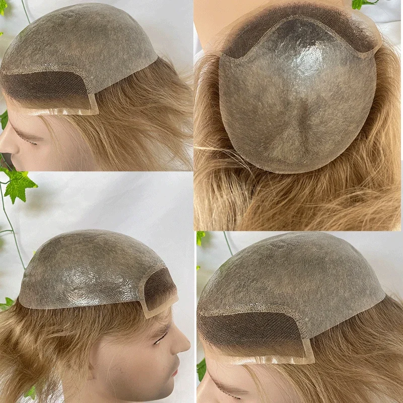 Toupee per gli uomini pizzo anteriore africano americano sistema di sostituzione del merletto 8 x10french pizzo anteriore parrucche Ombre cenere grigio parrucche da uomo