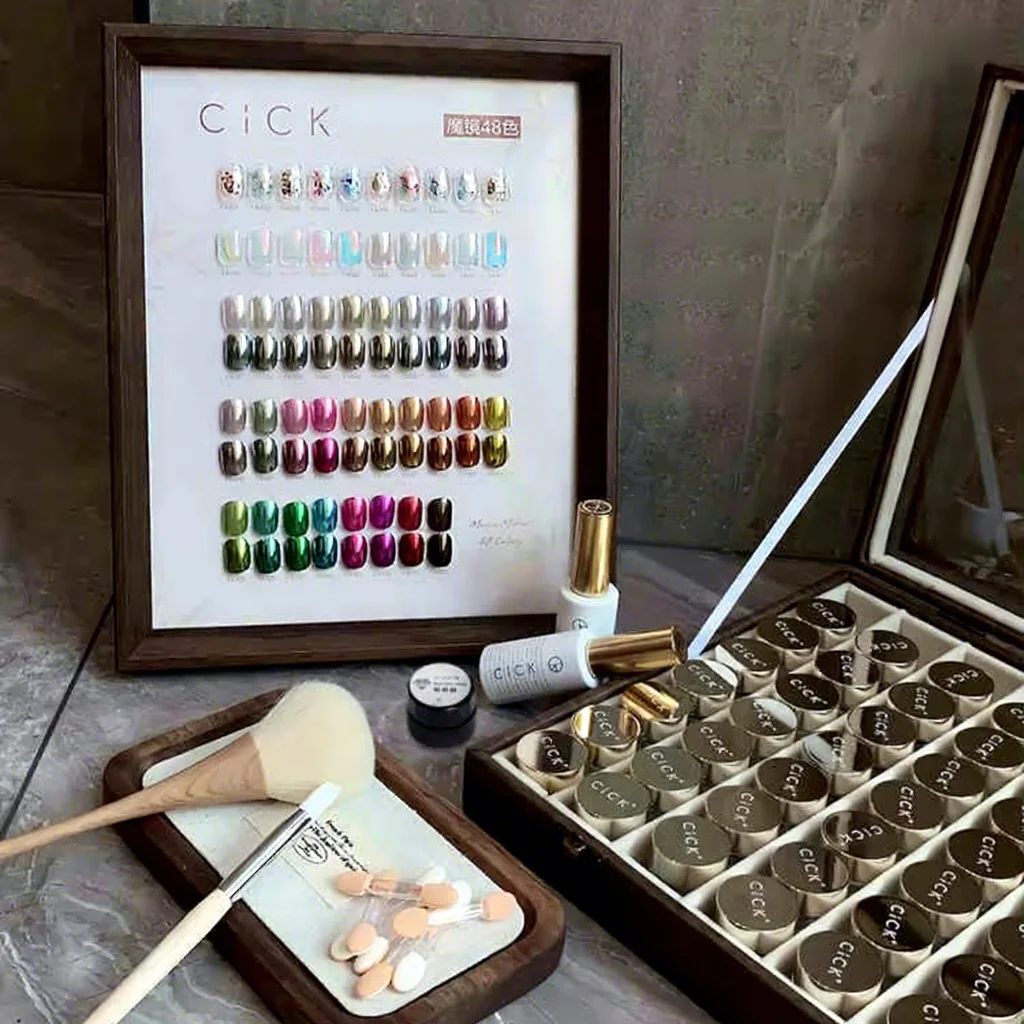 CICK 48 Colors Colored Magic Mirror Auroral Powder Moonshine Powder DIY Nails 2025 New Nail Art Mirror Flash Powder Nail Salon