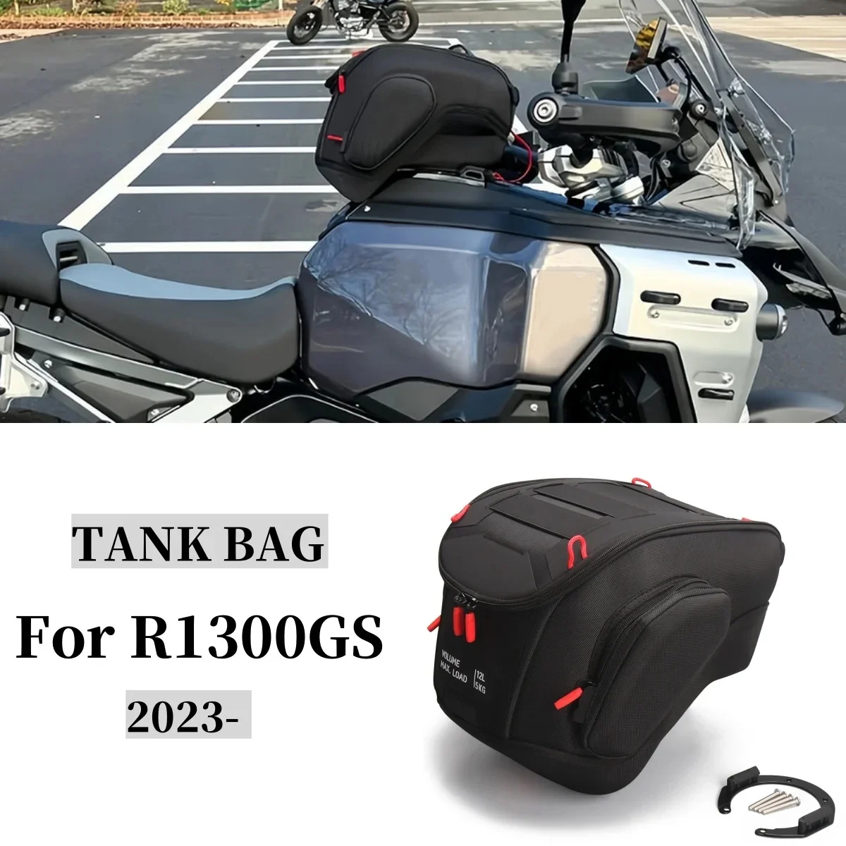 

Мотоциклетная сумка на бак 12 л, водонепроницаемый рюкзак, комплект с быстрой фиксацией, черный для BMW R1300GS GS1300 R 1300GS R 1300 GS 2023 2024 25