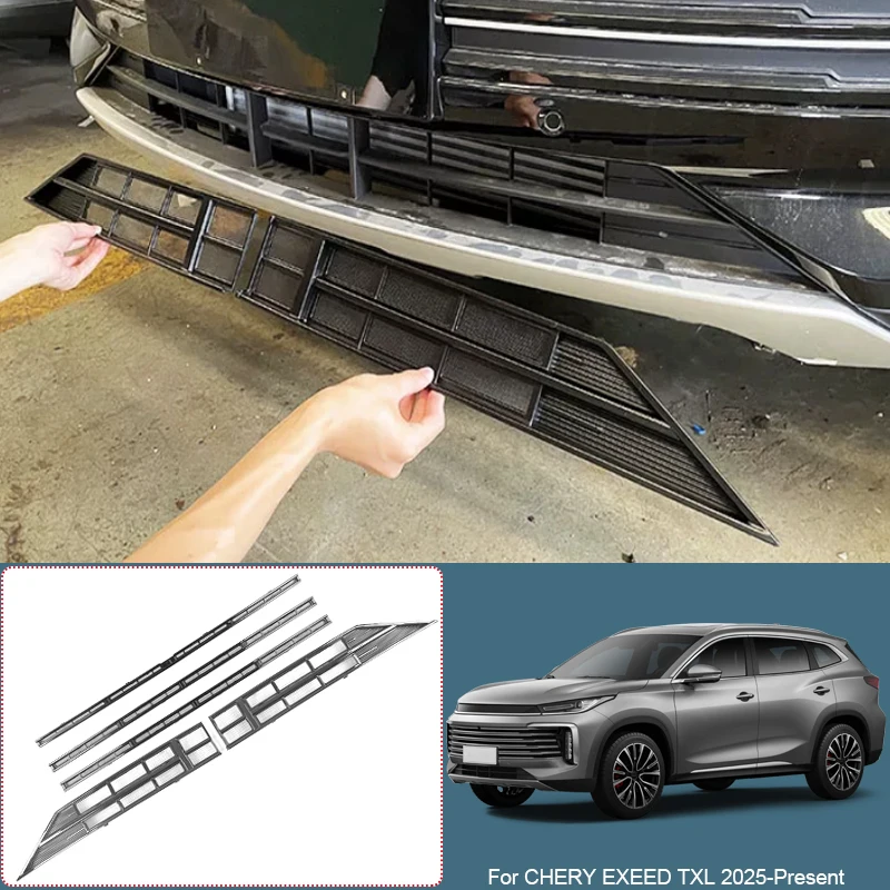 Car Modify Front Buckle Insect Proof Net Front Bumper Center Intake Grille Cover Accessory For CHERY EXEED TXL 2025-Present