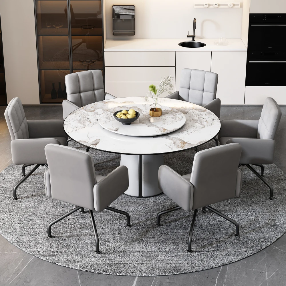 Dinning Table Set Furniture Modern Velvet with Dining Chair Set of 6 for Living Room Bedroom Dining Room