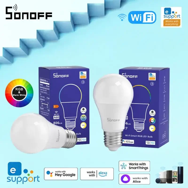 Умная Светодиодная лампа SONOFF B05-BL-A60/A19 с поддержкой Wi-Fi, 220 В-240 В