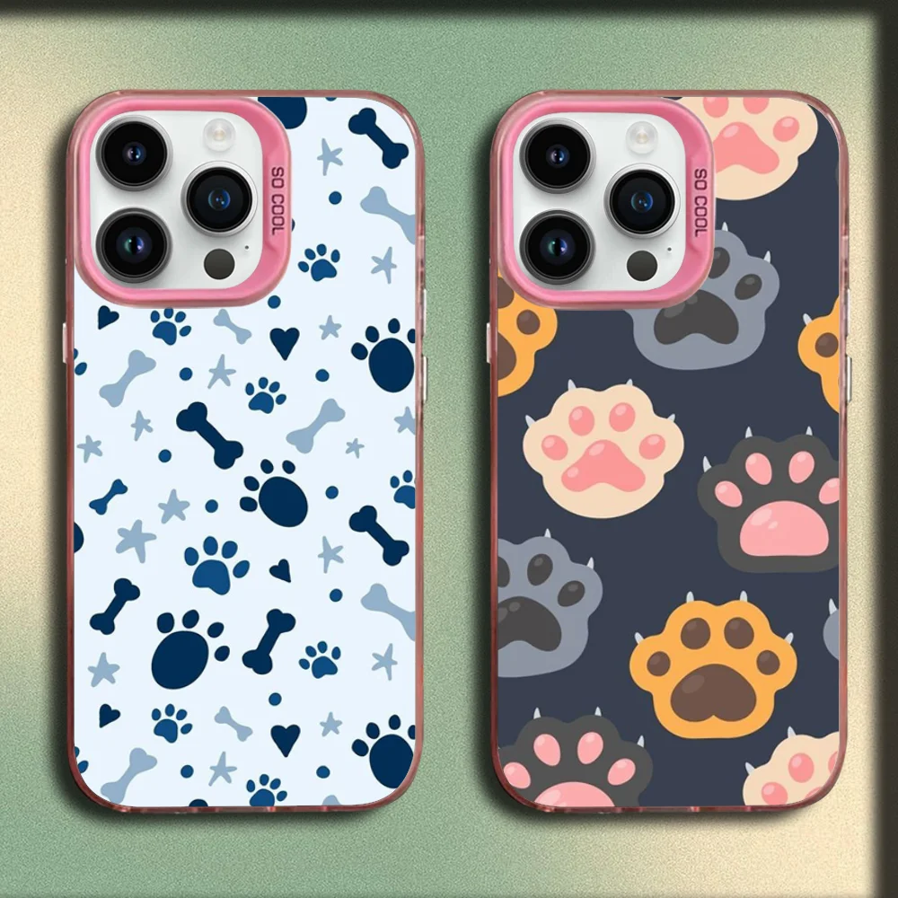 

Dog Paw Phone Case For iPhone 16,15,14,13,12,11,Mini,Pro,SE,MAX Pink Matte Silicone Cover