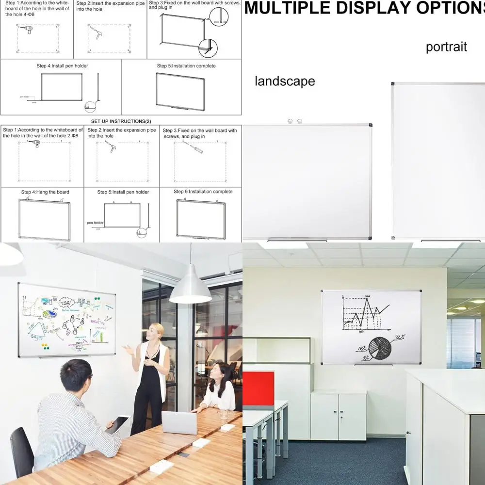 

Aluminum Framed 32x44 Magnetic Whiteboard, Durable Wall-mounted Board for Home, Office, and Classroom Use
