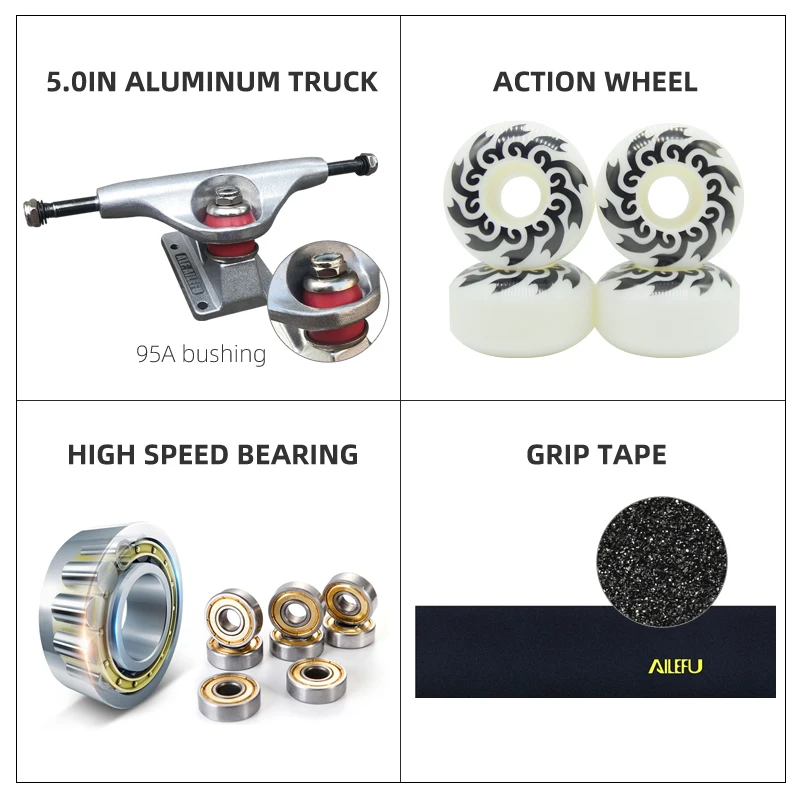 تصميم بالجملة رخيص لوح تزلج احترافي من خشب القيقب المخصص الخاص بك ألواح تزلج كاملة