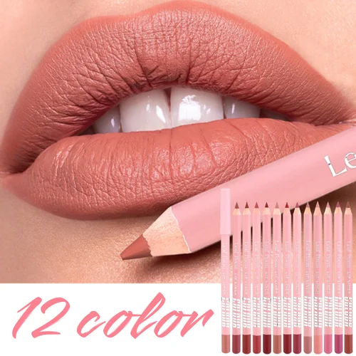 Lápiz labial mate desnudo, delineador de labios, 12 colores, delineador de labios resistente al agua, contorno de labios, maquillaje de contorno, lápices labiales rojos mate, cosméticos