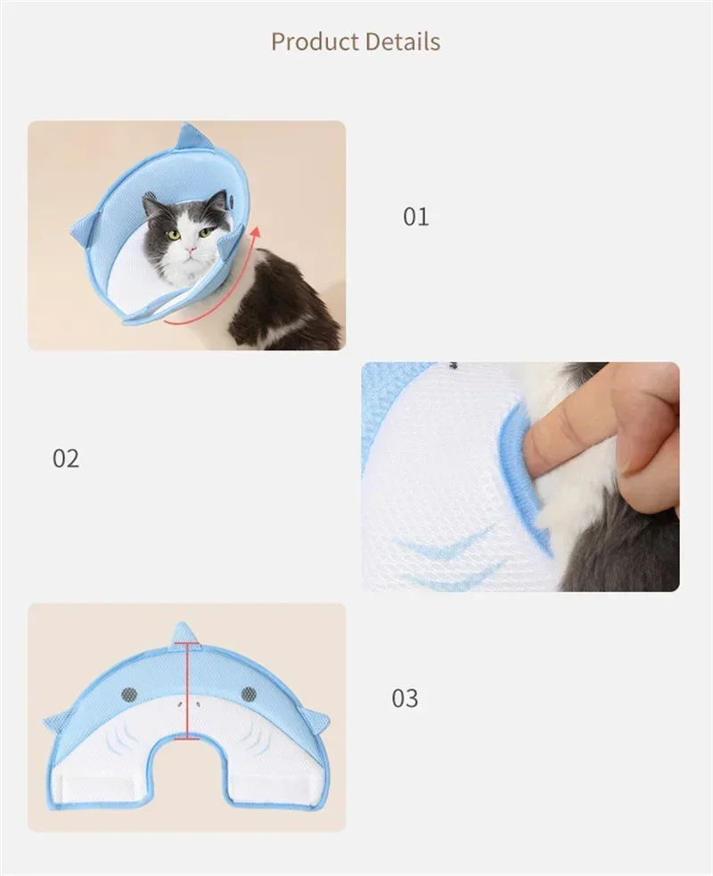 Katzenkegelhalsband, verstellbares, weiches Erholungshalsband für Katzen, verhindert Lecken, Beißen, Komfort, Füttern, Dual-Style-Kleidung ​ Passend für Po – Detail 11