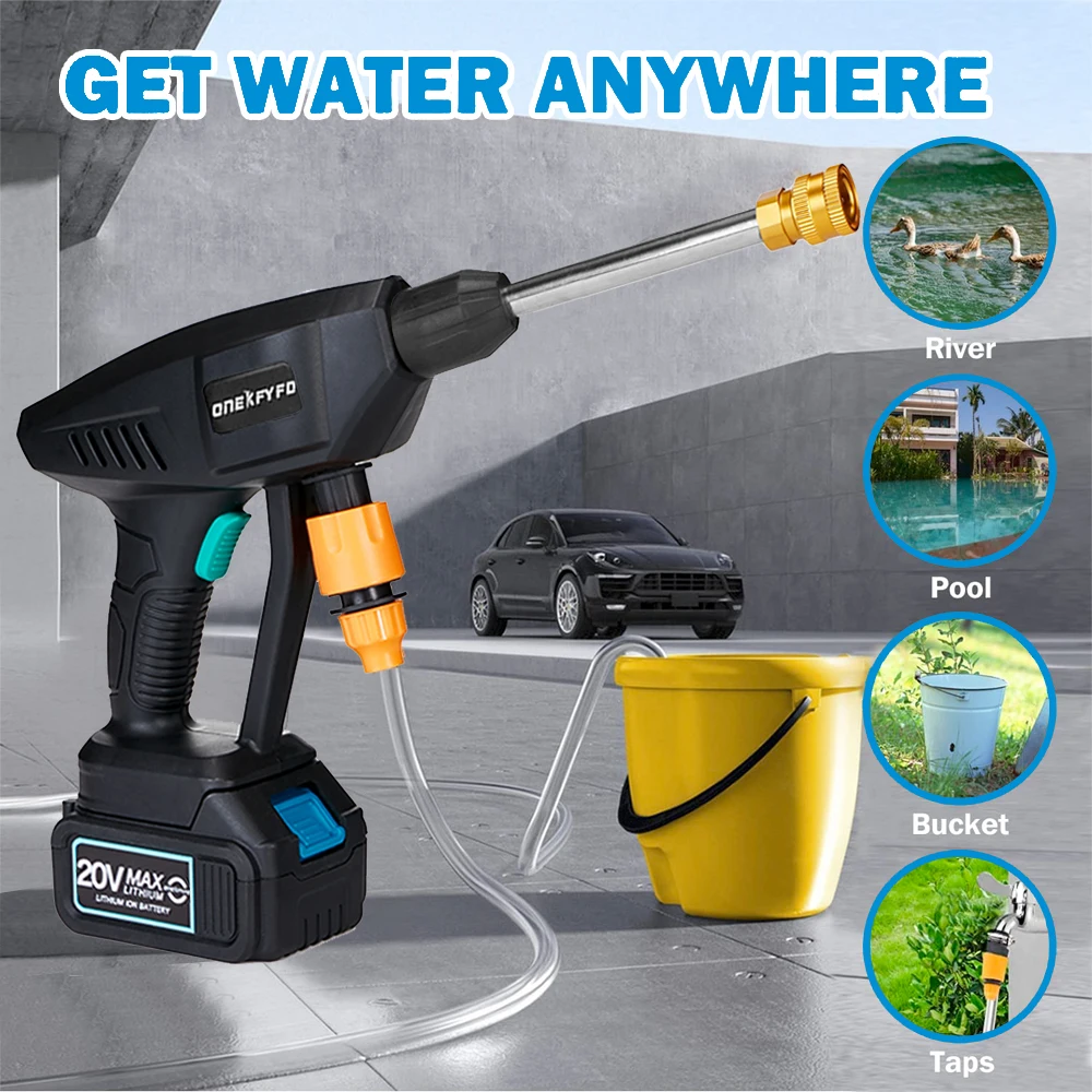 Cordless High Pressure Cleaner Car Washer Electric Spray Water Gun Portable Car Battery Washing Rechargeable Mini Washing