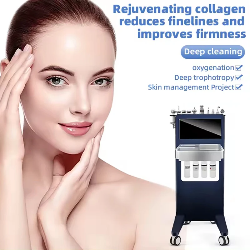 10 in 1 Skin Management Hydra Dermabrasion Machine Oxygen Aqua Peel H2O2 Exfoliating Face Clean Hydrating Machine for Skin Youth