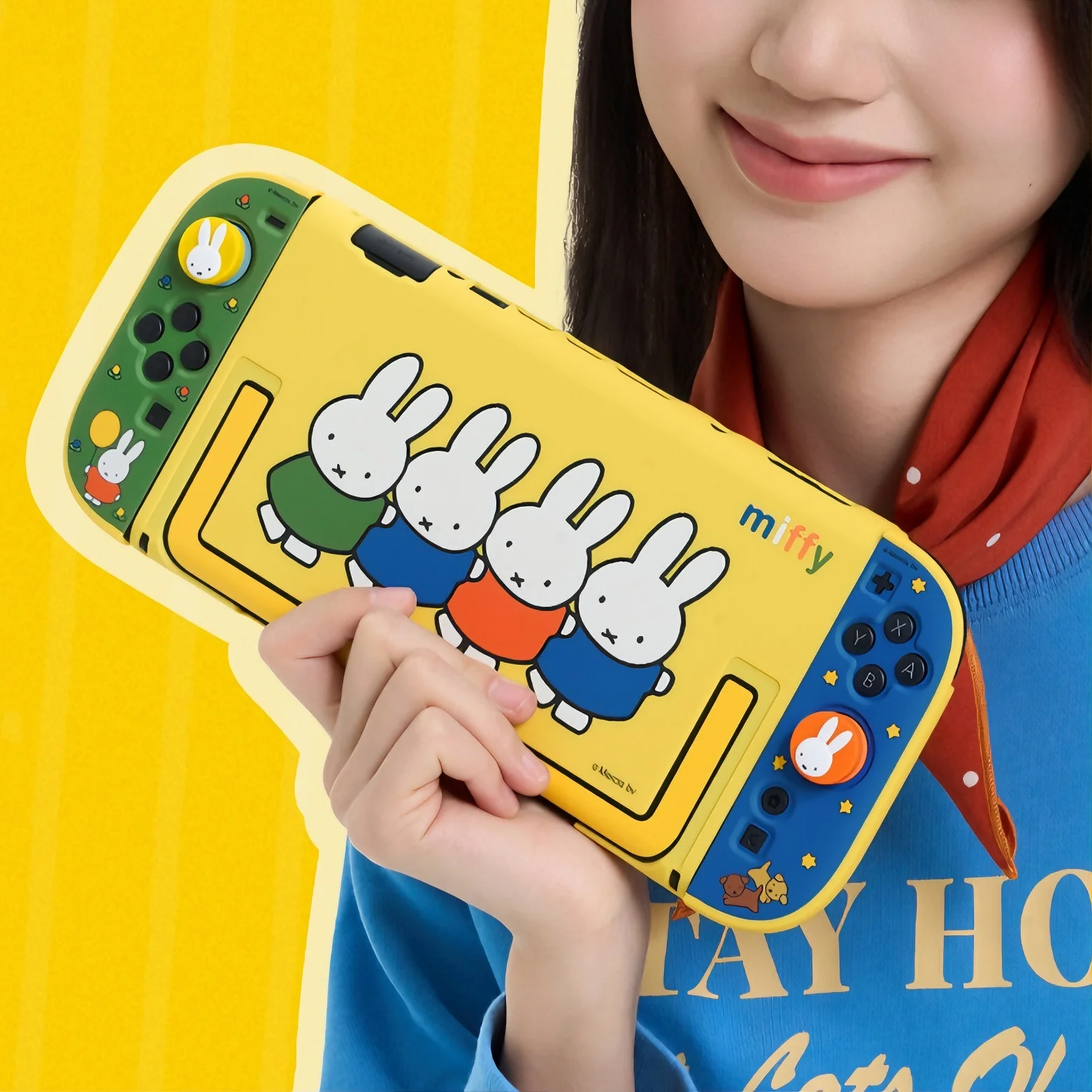 Miffy Switch Oled Ns2 Protective Case With Joy Con Thumb Grip Caps Anti Drop Colorful Gaming Accessories Protective Case - view 6