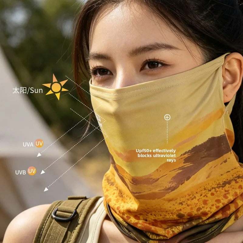 Hanging Ear Sunscreen Outdoor Magic Headscarf Sunshade Windproof Face Towel Cycling Mask Breathable Unisex Ice Silk Mask