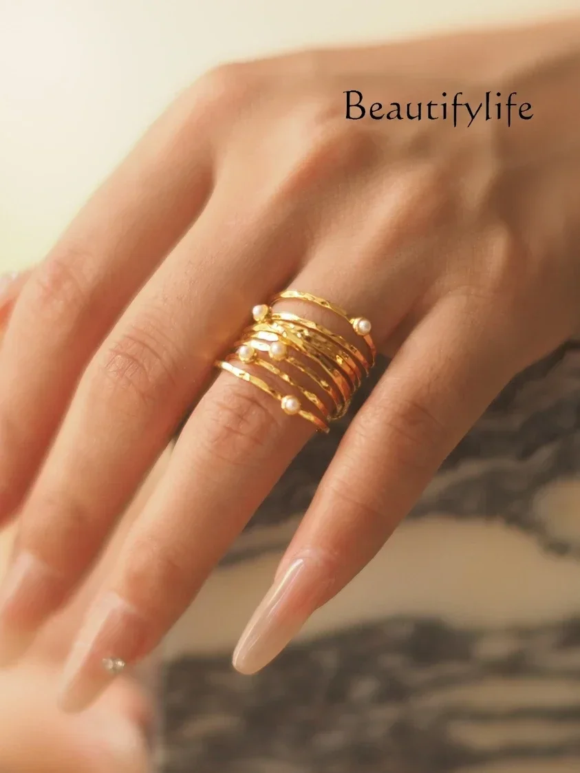 Delicate texture multi-layer ring retro niche designer high-end new daily