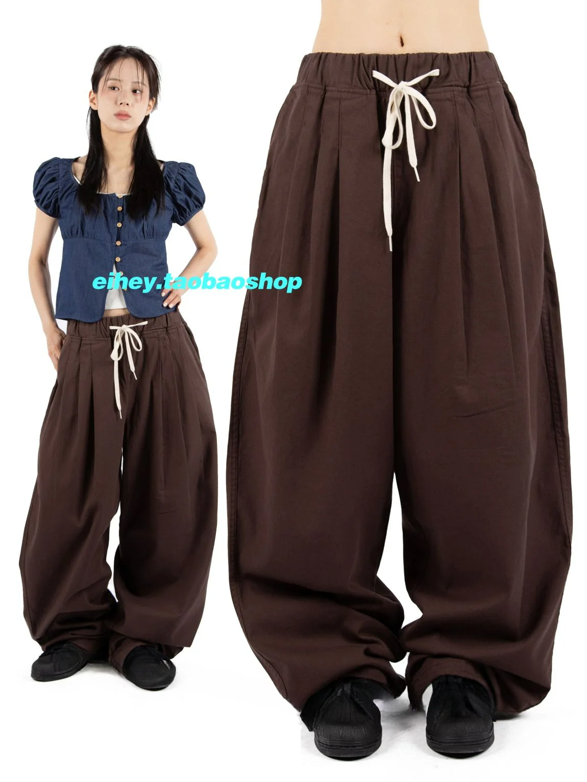 KUSAHIKI Drawstring Sweatpants Wide Legs Korean Versatile Casual Long Trousers Spicy Girl Y2k Pant