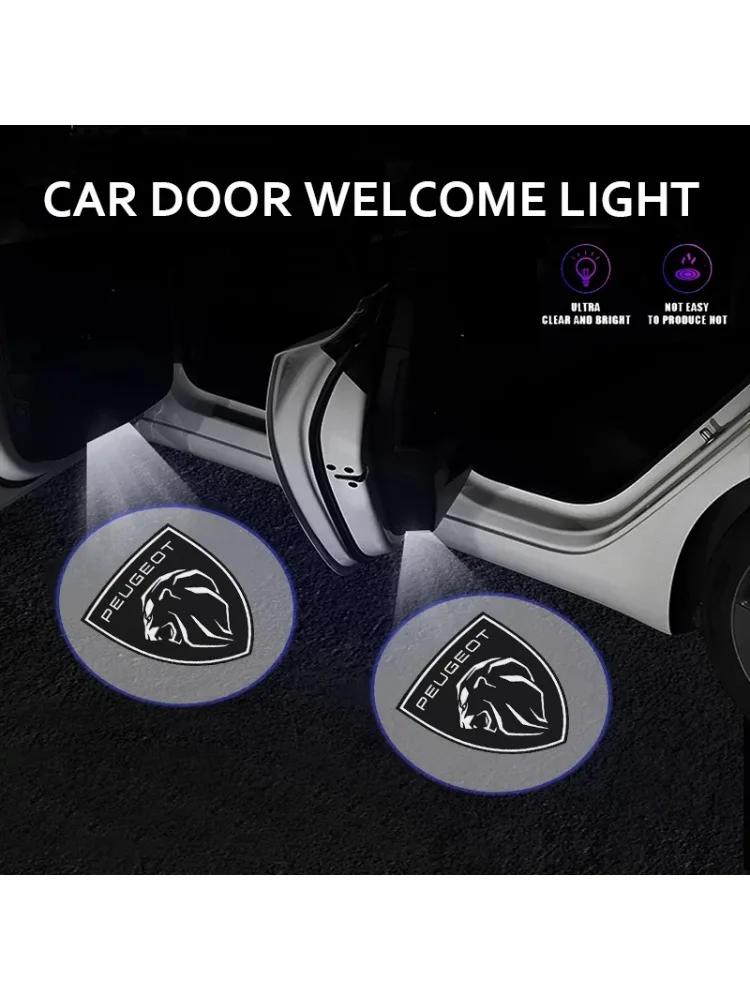 1/2 pièces Led porte de voiture bienvenue lumière sans fil Laser projecteur Logo fantôme ombre lampe pour Peugeot 206,207,208,3008,308,307,406,407
