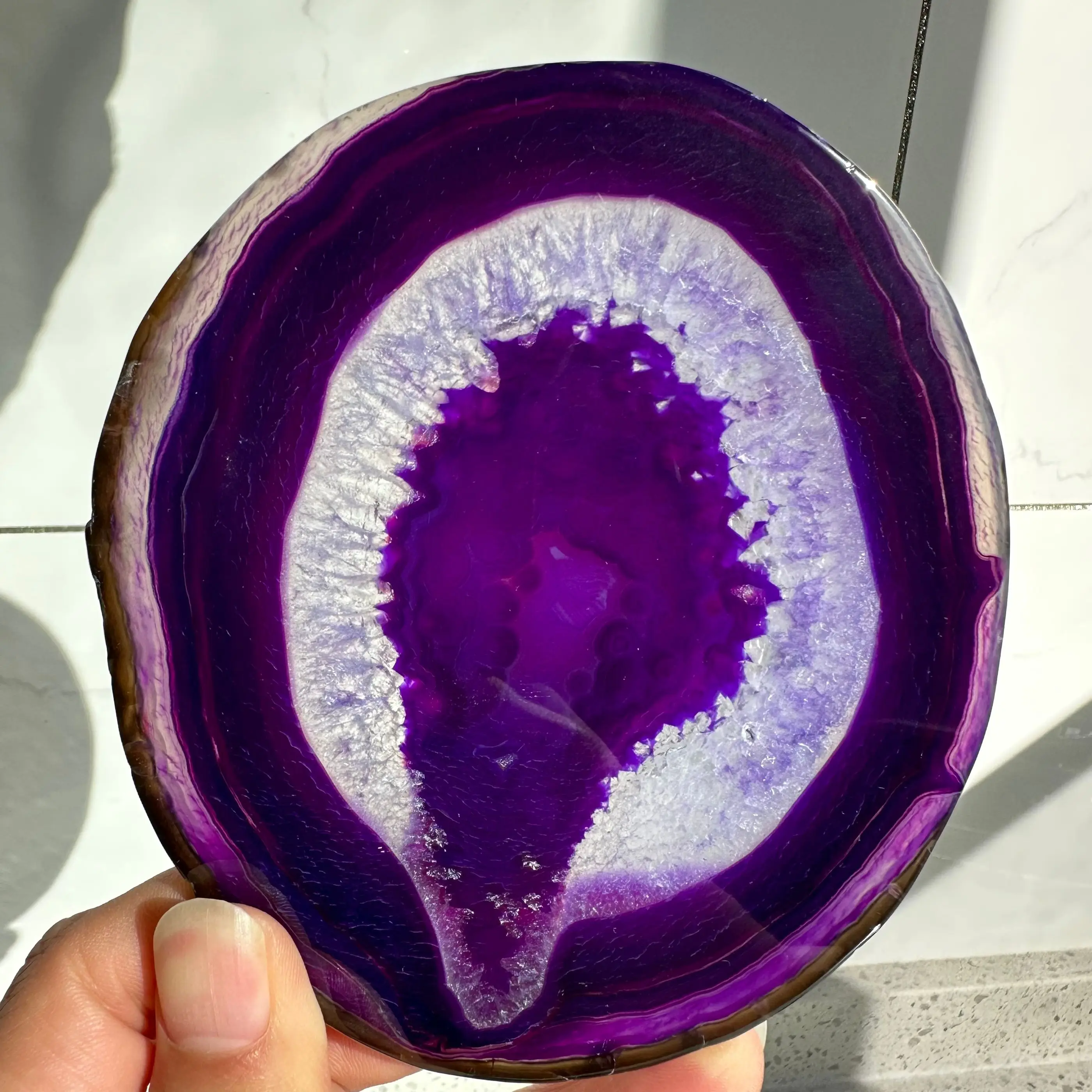 

Natural Agate Geode Polished Irregular Crystal Slice Stone DIY Pendant Mineral Home Decoration Healing Crystal Stone Slice