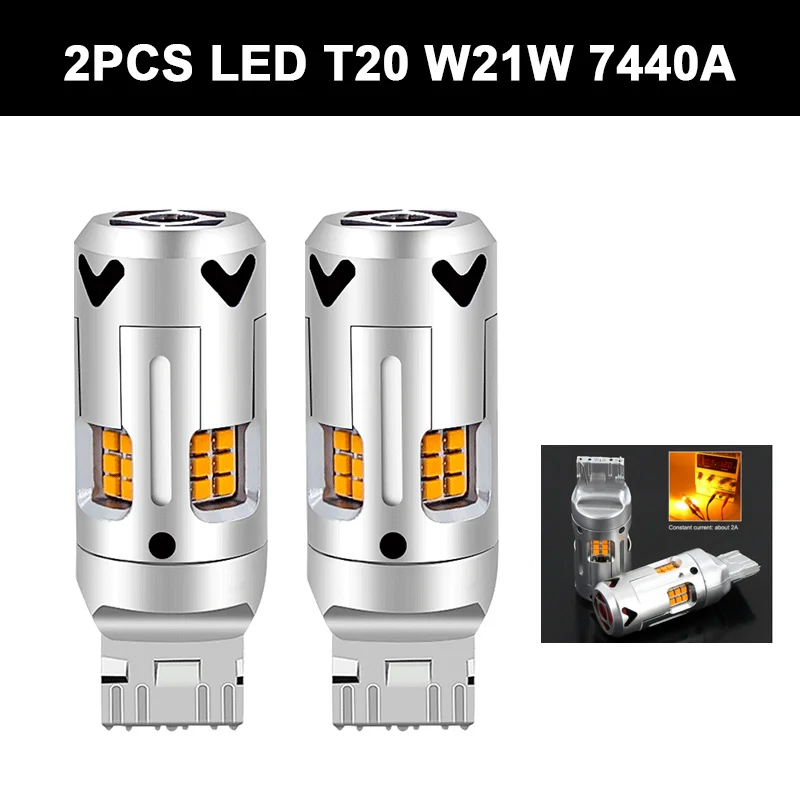 2x Canbus senza errori 7440 LED No Hyper Flash W21W T20 LED 24w 18SMD-3030 Per lampadine indicatori di direzione anteriori Cadillac Escalade dal