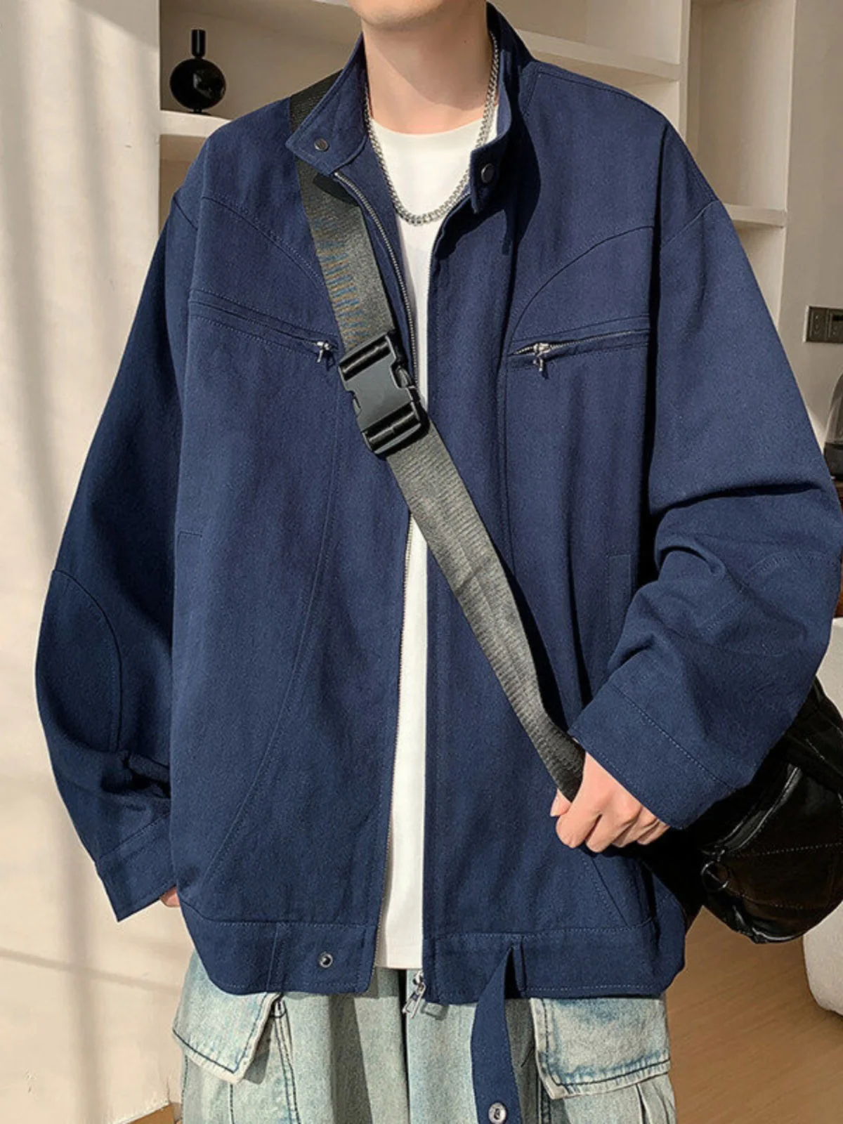 

Retro Harington Street Sle Stand Collar Casual Jaet Spring Trendy American Cleanfit Workwear Cardigan Loose Fit Youthful ...