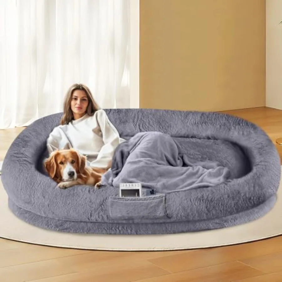 

Ортопедическая лежанка для собак крупных пород и взрослых животных, моющаяся, очень большая, с съемным чехлом-пледом, поддерживающая, с эффектом памяти формы