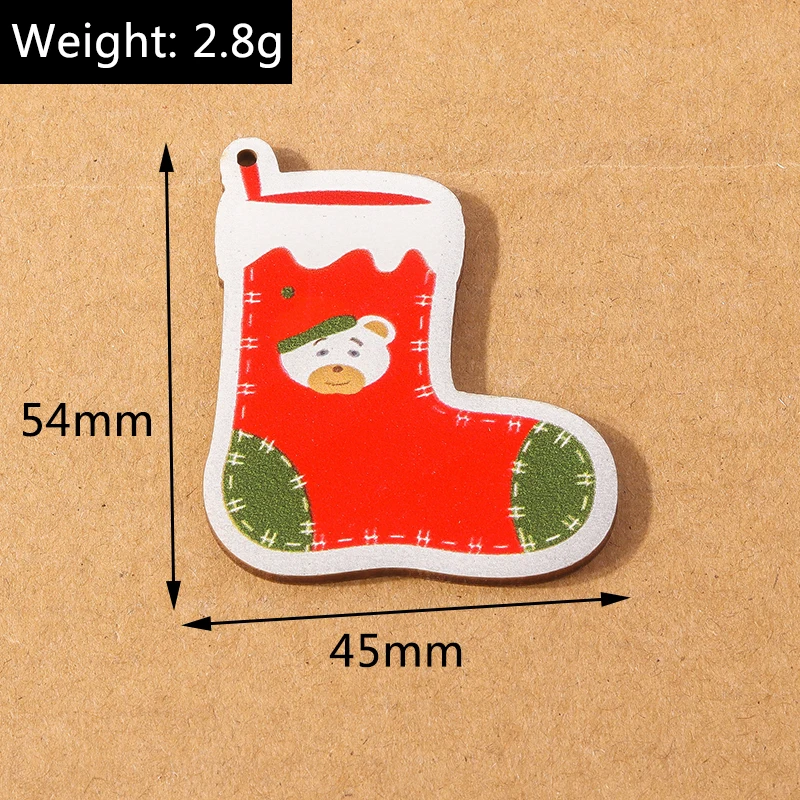10 stücke Holz Weihnachten Charme für Schmuck machen Wasser tropfen Form Elch Santa Claus Anhänger DIY Halskette Ohrring Weihnachten Geschenk liefert – Detail 3