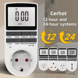 Cerhot EU Plug Timer switch Timer Socket Programmer 7 Day 12/24 Hours  Kitchen Digital Socket Programmable Digital Power Control