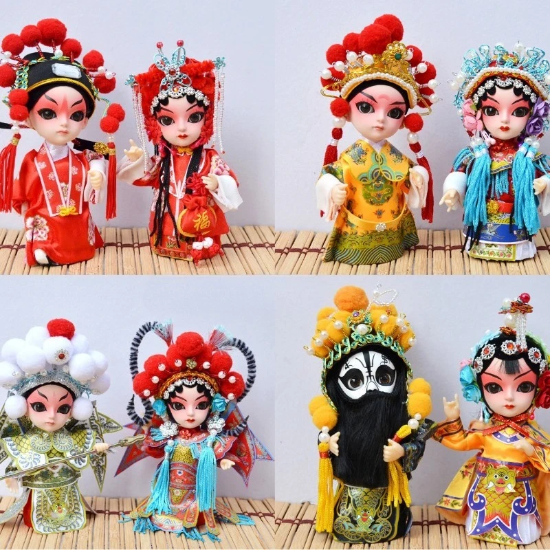 

Chinese Opera Character Decoration Silk Doll Peking Opera Mask Doll Chinese Handmade Decorative Gifts Shop Decoration Doll